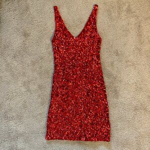 red sequin mini party dress size small